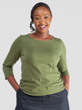 Safari by Vivo Bush 3/4 Sleeve Top - Hunters