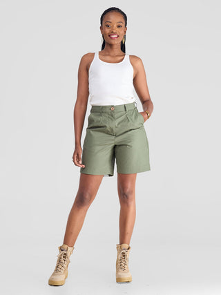 Safari Kamari Cotton Shorts - Olive Green