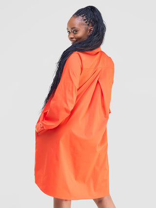 Safari Kaya Long Sleeve Shirt Dress - Orange