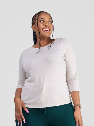 Safari by Vivo Bush 3/4 Sleeve Top - Taupe