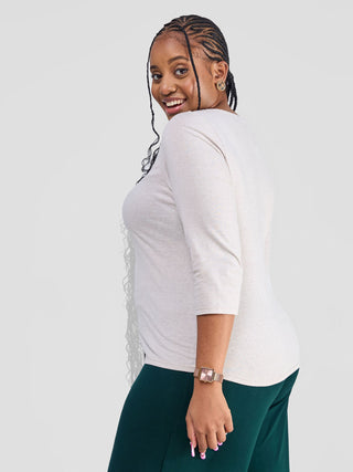 Safari by Vivo Bush 3/4 Sleeve Top - Taupe
