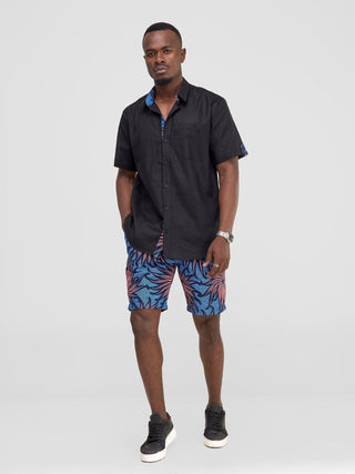 Safari Men' Short Sleeve Shirt - Black / Tana