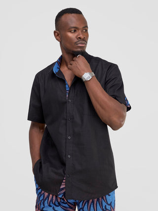 Safari Men' Short Sleeve Shirt - Black / Tana