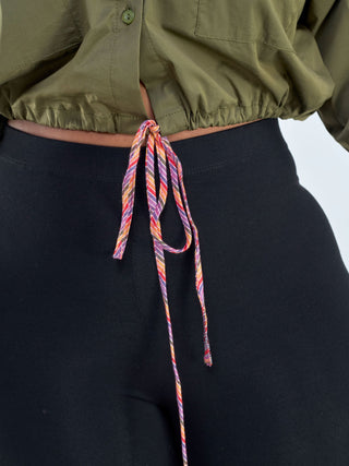 Safari Kamari Long Sleeve Drawstring Shacket - Hunters Green - Shopzetu
