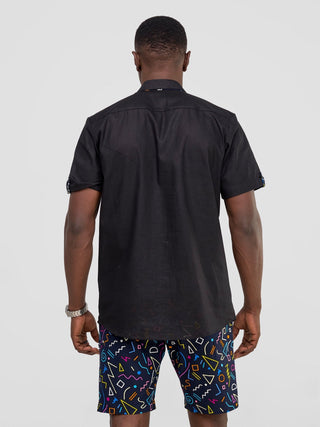 Safari Men' Short Sleeve Shirt - Black / Tari