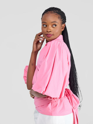 Safari Mali 3/4 Bishop Sleeve  Tie Top -