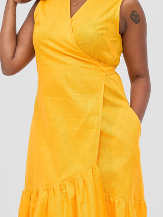 Safari by Vivo Savannah Midi Wrap Dress - Mustard