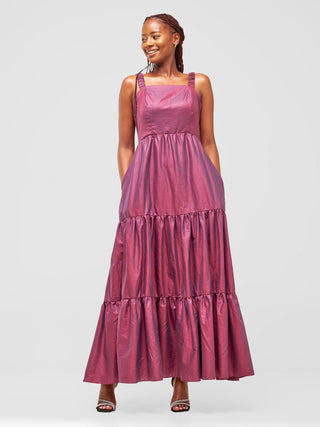 Safari Kikoy Tie Back Maxi Dress - Dark Maroon - Shopzetu