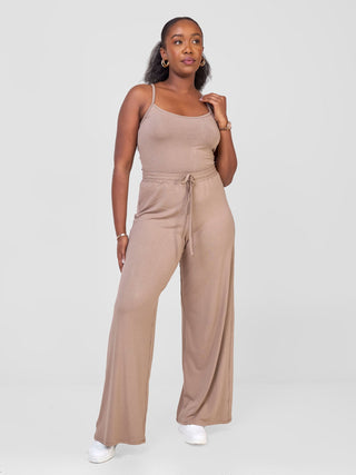 Safari Spaghetti Tank Top - Light Taupe - Shopzetu