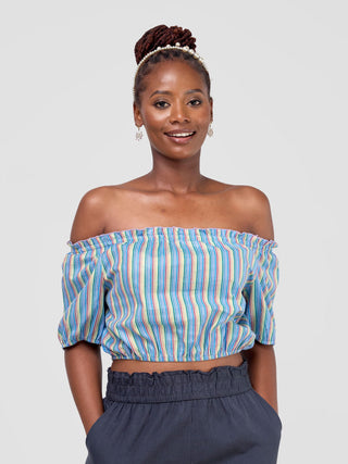 Safari Kikoy Off Shoulder Crop Top -