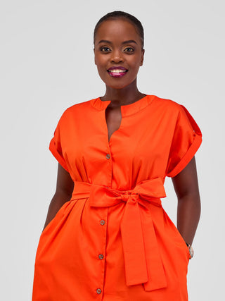 Zene Drop Shoulder Above Knee Dress - Orange