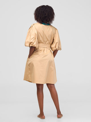 Safari Mali Bishop Sleeve Tent Dress - Khaki