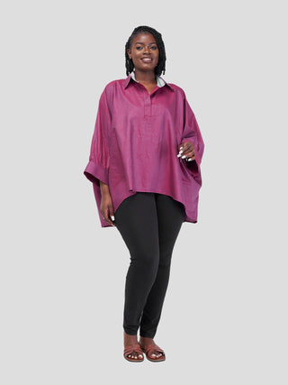 Safari Kikoy Tunic High Low Top  - Dark Maroon