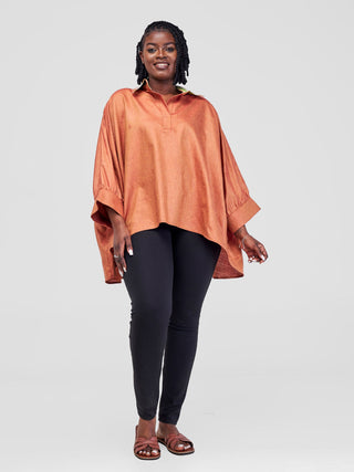 Safari Kikoy Tunic High Low Top  - Brown