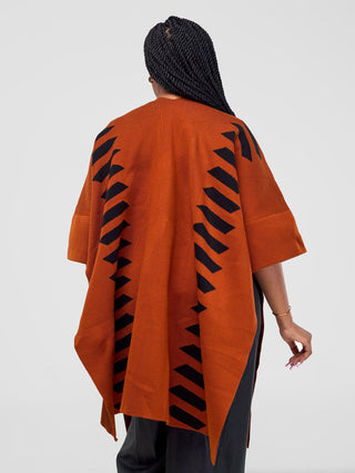 Safari Dila Poncho - Rust / Black - Shopzetu