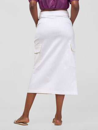 Safari Kamari  Front Slit Midi Skirt - White Cloud