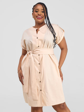 Safari Zene Drop Shoulder Above Knee Dress - Taupe