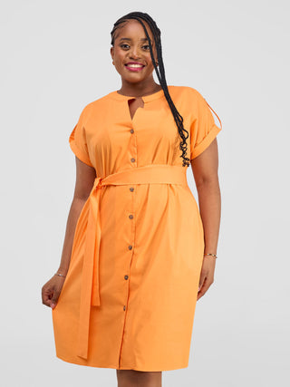 Safari Zene Drop Shoulder Above Knee Dress - Light Orange