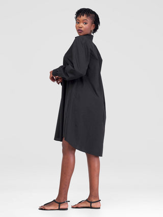 Safari by Vivo Kaya Long Sleeve Shirt Dress - Black