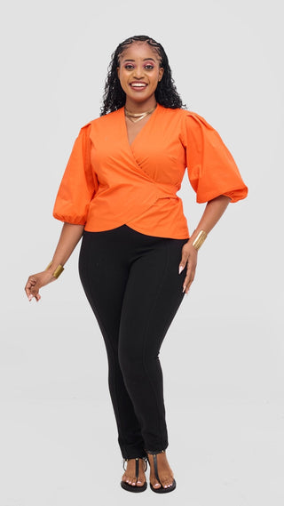 Safari Naledi Wrap Top - Orange - Shopzetu