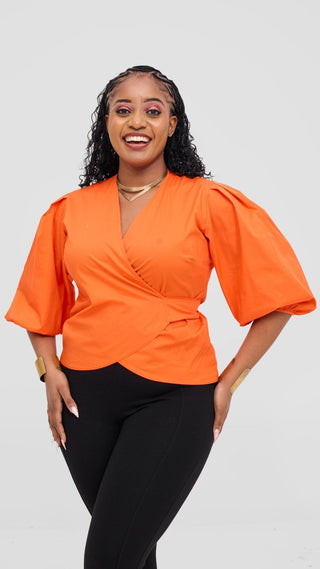 Safari Naledi Wrap Top - Orange - Shopzetu