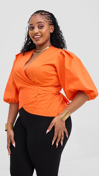Safari Naledi Wrap Top - Orange - Shopzetu