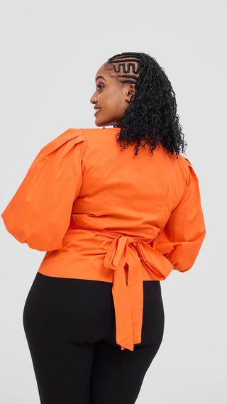 Safari Naledi Wrap Top - Orange - Shopzetu