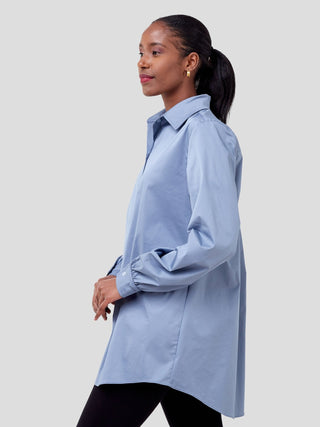 Safari Kaya Long Sleeve Collar Shirt - Grey - Shopzetu