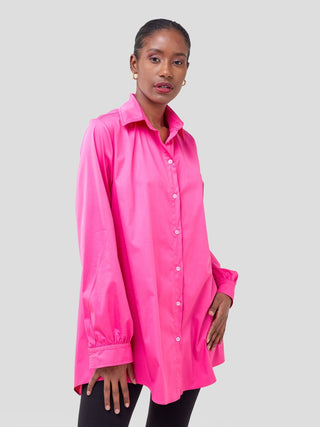 Safari Kaya Long Sleeve Collar Shirt - Pink - Shopzetu