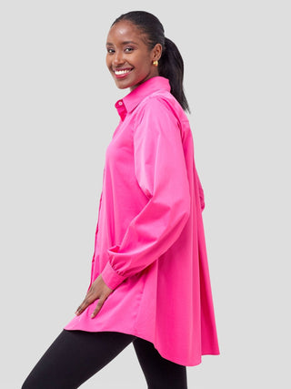 Safari Kaya Long Sleeve Collar Shirt - Pink - Shopzetu