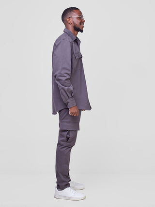 Safari Men's Shacket - Dark Grey - Shopzetu