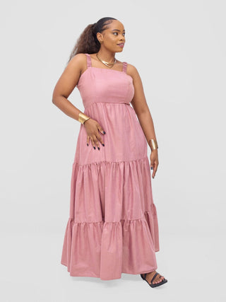 Safari Kikoy Tie Back Maxi Dress - Dusty Pink - Shopzetu