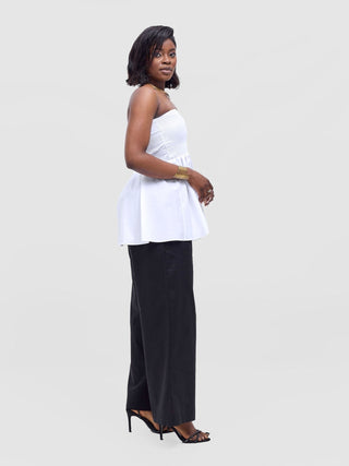 Safari Tiwa Shirred Top - White - Shopzetu