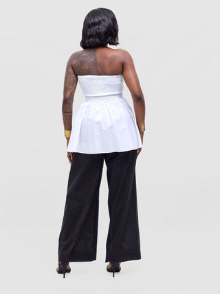 Safari Tiwa Shirred Top - White - Shopzetu