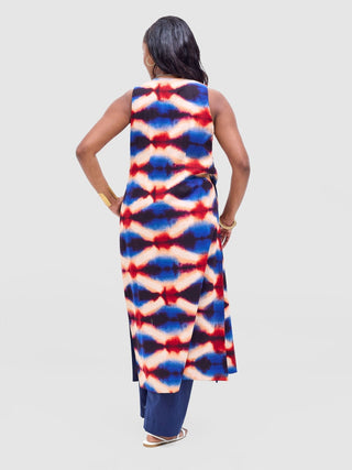 Safari Tiwa Reversible Tie Kimono - Navy + Sefa Print - Shopzetu