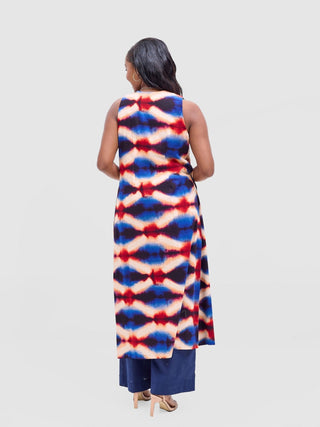 Safari Tiwa Reversible Tie Kimono - Navy + Sefa Print - Shopzetu