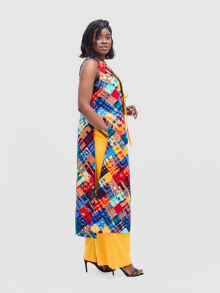 Safari Tiwa Reversible Tie Kimono - Mustard + Zuri Print - Shopzetu