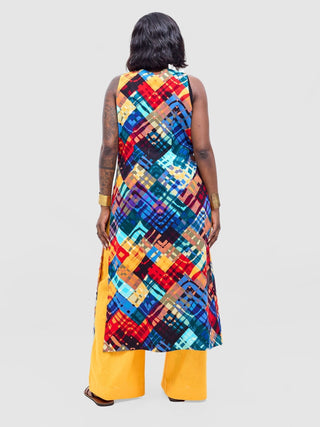 Safari Tiwa Reversible Tie Kimono - Mustard + Zuri Print - Shopzetu