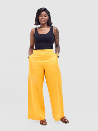 Safari Tiwa Wide Leg Pants - Mustard - Shopzetu