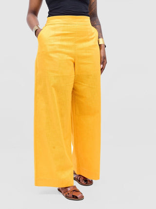 Safari Tiwa Wide Leg Pants - Mustard - Shopzetu