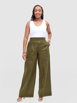 Safari Tiwa Wide Leg Pants - Hunters - Shopzetu