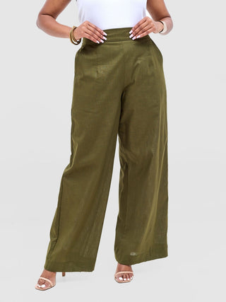 Safari Tiwa Wide Leg Pants - Hunters - Shopzetu