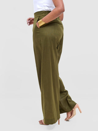 Safari Tiwa Wide Leg Pants - Hunters - Shopzetu
