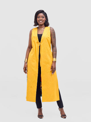 Safari Tiwa Reversible Tie Kimono - Mustard + Zuri Print