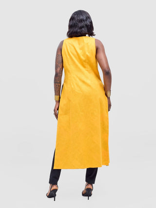 Safari Tiwa Reversible Tie Kimono - Mustard + Zuri Print - Shopzetu