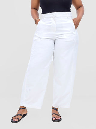 Safari Tiwa Straight Leg Pants - White - Shopzetu