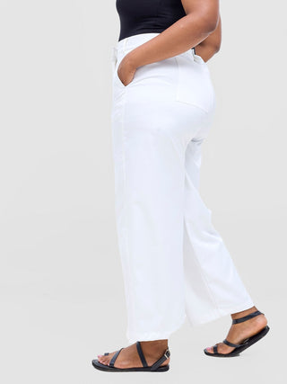 Safari Tiwa Straight Leg Pants - White - Shopzetu