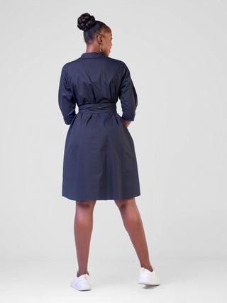 Safari Lira Front Panelled Shirt Dress - Black / White - Shopzetu