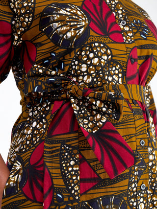 Safari by Vivo Kitenge 3/4 sleeve Maxi Dress - Sipo Print