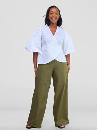 Safari Savannah Wrap Top - White